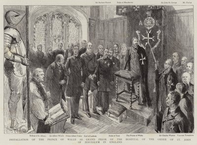 Instalace prince z Walesu jako velkopřevora nemocnice Řádu svatého Jana Jeruzalémského v Anglii od Sydney Prior Hall