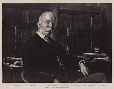 Sir John Furley, jeden z prvních organizátorů hnutí Červeného kříže, byl nedávno pasován na rytíře od Sydney Prior Hall