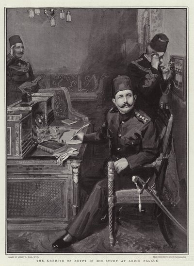 Khedive z Egypta ve své pracovně v paláci Abdin od Sydney Prior Hall