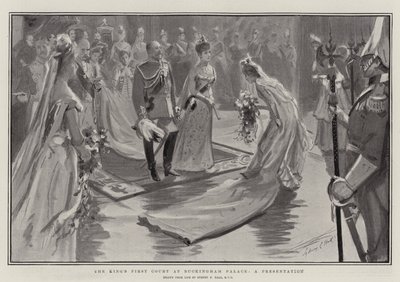 První králův dvůr v Buckinghamském paláci, prezentace od Sydney Prior Hall