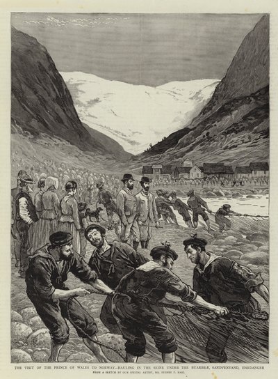 Návštěva prince z Walesu v Norsku, plavba po Seině pod Buarbrae, Sandvenvand, Hardanger od Sydney Prior Hall