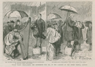 Welsh Bards Proclaiming the Eisteddfod pro 1887 od Sydney Prior Hall