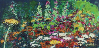 Zingy Flower Bed, 2021 (olej na plátně) od Sylvia Paul