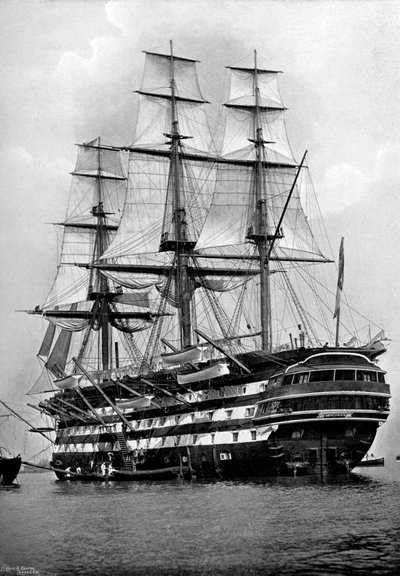 Výcviková loď HMS St Vincent v Portsmouth, Hampshire, 1896 od Symonds and Co