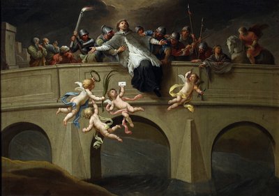 Le martyre de Jean Nepomucene (1345-1393) - Umučení svatého Jana Nepomuckého par Czechowicz, Szymon (1689-1775). Olej na plátně, rozměr: 61x86,5, cca 1750, Národní muzeum, Varšava od Szymon Czechowicz