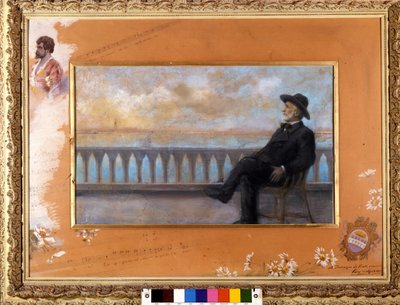 Portrét Giuseppe Verdiho, italského skladatele (1813-1901), v Benátkách. Pastel od T. Bianca daroval skladatel v roce 1897 zpěváku Tamagno. od T. Bianco