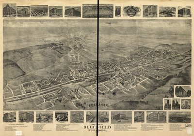 Letecký pohled na Bluefield, Západní Virginie 1911 od T. M. Fowler