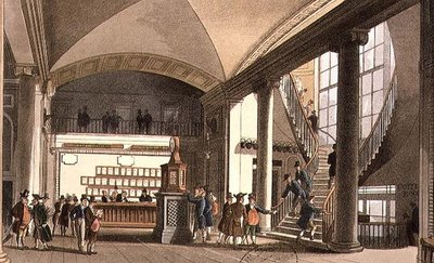 Sál aukčního trhu od T. and Pugin A.C. Rowlandson