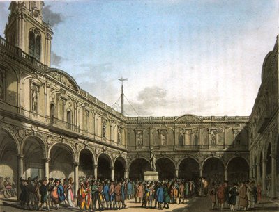 Královská burza, z Ackermannova „Microkosmu Londýna“ od T. and Pugin A.C. Rowlandson