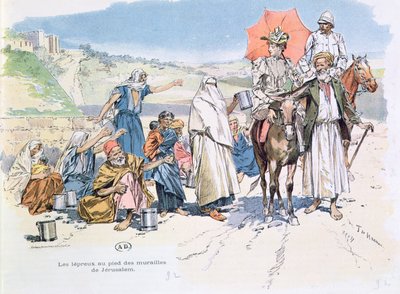 Malomocní za hradbami Jeruzaléma, 1892 od T. de Haener