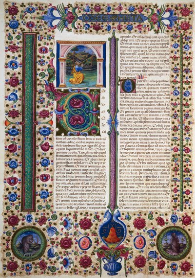 Incipit z Knihy proroka Ozeáše, z II. dílu Bible z Borso d