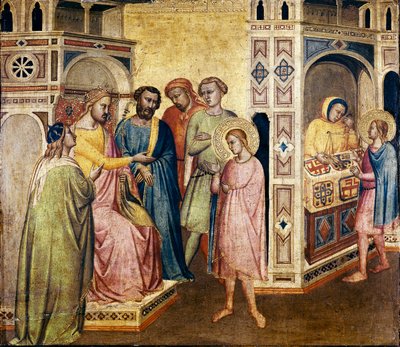 Sv. Eligius před králem Clotharem, kolem roku 1365 (tempera na dřevě) od Taddeo Gaddi