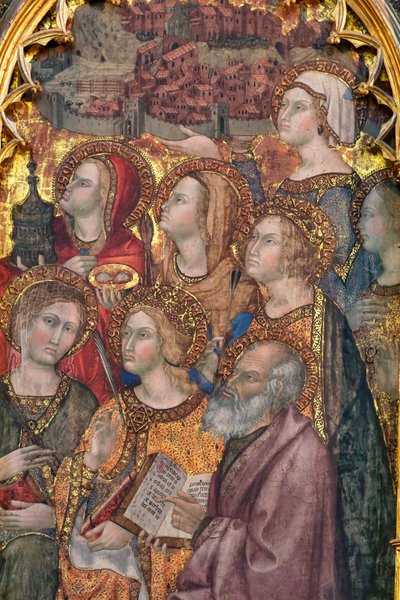 Různí svatí klanějící se Madoně, Triptych Nanebevzetí Panny Marie od Taddeo di Bartolo