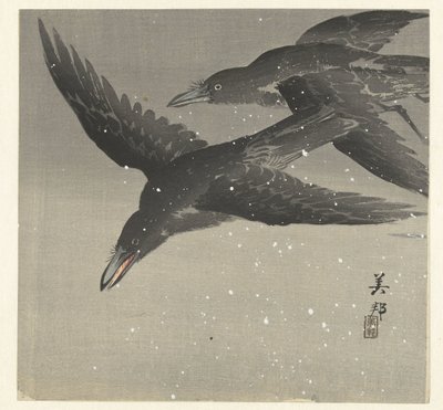 Vrány ve sněhu od Takahashi Biho