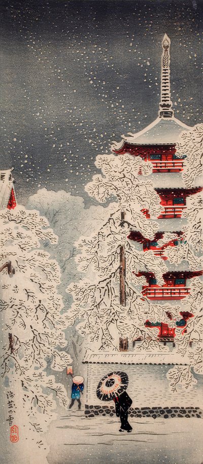 Sníh v Asakusa, Yedo, provincie Musashi od Takahashi Hiroaki