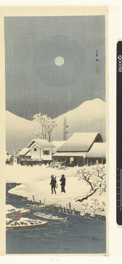 Sněhová krajina v měsíčním světle Nihonmatsu (název na objektu) od Takahashi Hiroaki