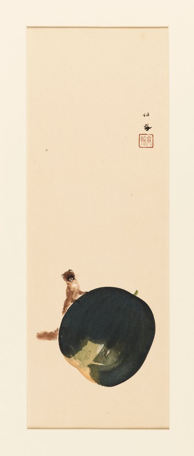 Woodblock print - Veverka na ovoci, konec 19.-začátek 20. století od Takeuchi Seiko