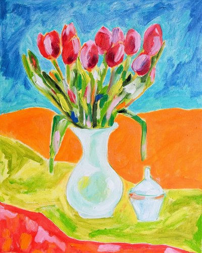 Červené tulipány ve váze od Tamara Jare