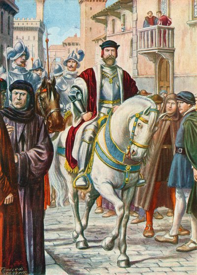 Cosimo I se svými španělskými a německými strážemi, kteří ho vždy následovali od Tancredi Scarpelli