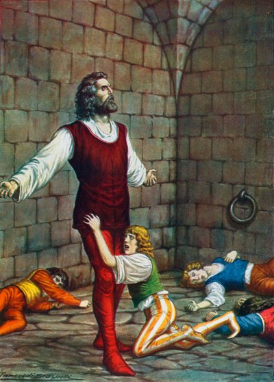 Hrabě Ugolino della Gherardesca a jeho synové odešli hladovět do Mudy od Tancredi Scarpelli