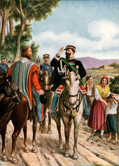Historické setkání v Teano mezi Victor Emmanuel II a Garibaldi, 1860 od Tancredi Scarpelli