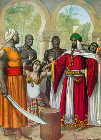 Ibn-Timnah hrozí, že si podřeže žíly v náručí své ženy Meimuny od Tancredi Scarpelli