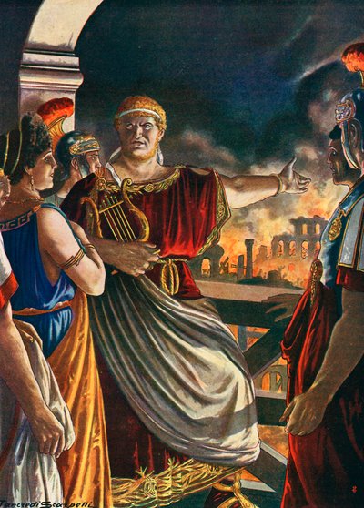 Nero sledoval, jak hoří Řím od Tancredi Scarpelli