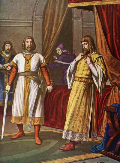 Atentát na prince Filipa Švábského (1177-1208) dne 21.6.1208 v Bamberku Ottonem de Wittelsbach hrabětem palatinem z Baviere (Atentát na Filipa Švábského (Philipp von Schwaben) v Bamberku, dne 21. června 1208 hrabětem Otou VIII z Wittelsbachu) I od Tancredi Scarpelli