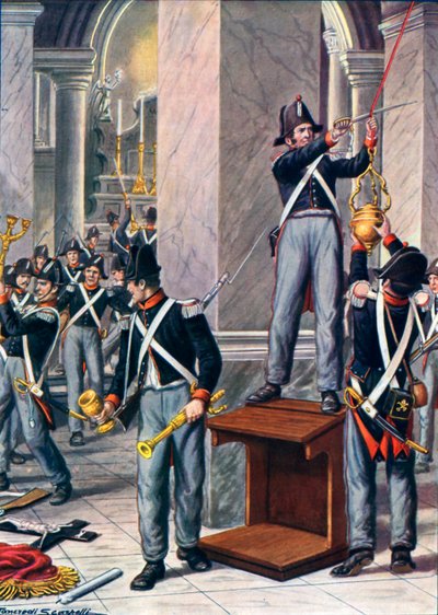 Drancování Ceseny papežskými vojáky, 1832 od Tancredi Scarpelli