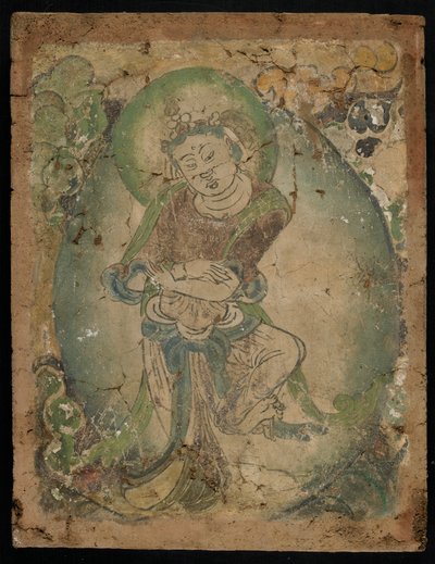 Tančící postava, Kizil, provincie Sin-ťiang, 600-800 (pigment na štuku) od Tang Dynasty Chinese School