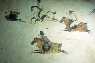 Hrobka korunního prince Zhanga, druhý rok Shenlong, dynastie Tang, 618-907 od Tang Dynasty Chinese School