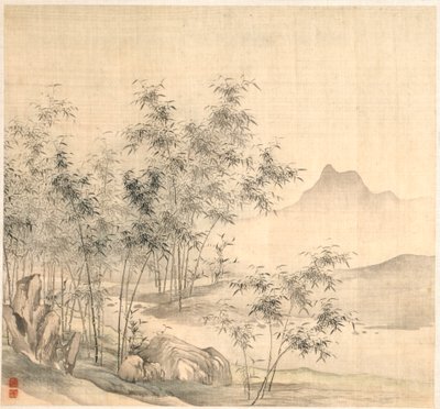 Osamělý jeřáb v Bamboo Grove od Tao Hong
