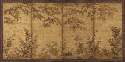 Mimosa, mák a jiné letní květiny, období Edo, 1630-1670. od Tawaraya Sosetsu