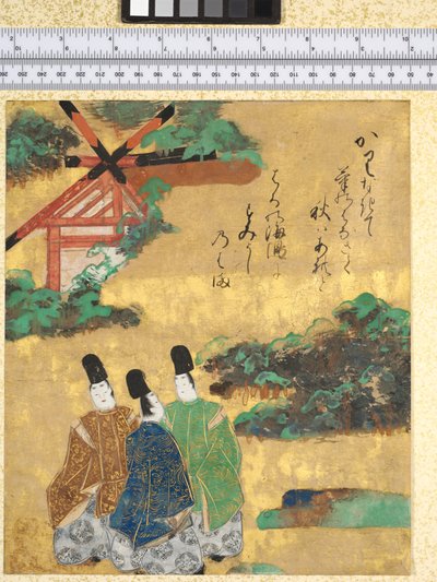Pláž v Sumiyoshi, ilustrace z "The Tales of Ise", 1600-40 od Tawaraya Sotatsu