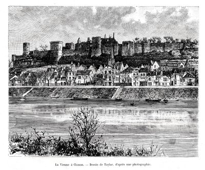 Chinon a řeka Vienne, Francie, 19. století od Taylor