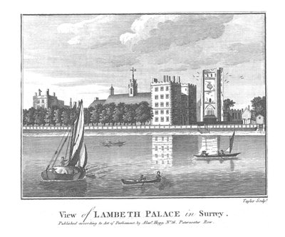 Pohled na palác Lambeth v Surrey., konec 18. století od Taylor