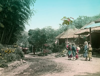 Děti hrající si na ulici na cestě do Mijanošity cca 1900 - 1915 (fotografie) od Teijiro Takagi