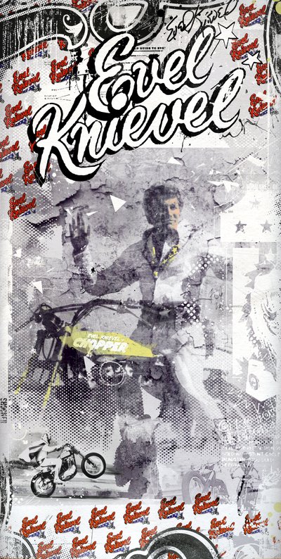 Evel Knievel, 2015 (koláž na plátně) od Teis Albers