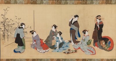 Ženská parodie na Sedm filozofů bambusového lesa Detail od Teisai Hokuba