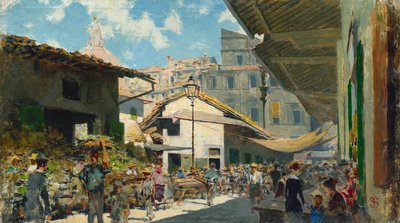 Starý trh, asi 1882-84 (olej na kartonu) od Telemaco Signorini