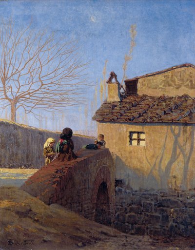 Piagentina. Most přes řeku Affrico, asi 1861-62 (olej na plátně) od Telemaco Signorini