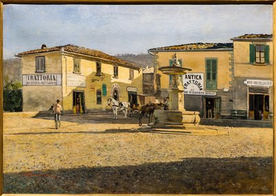 Náměstí v Settignanu, kolem roku 1861 (olej na plátně) od Telemaco Signorini