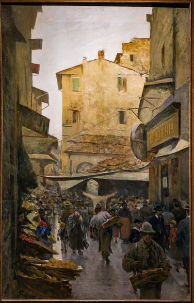 Starý trh z ulice Degli Speziali, kolem roku 1882 (olej na plátně) od Telemaco Signorini