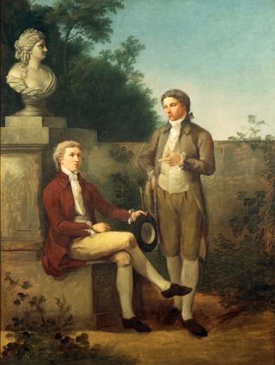 Portrét dvou mladých mužů v zahradě, Teodoro Matteini (1754-1831), olej na plátně od Teodoro Matteini