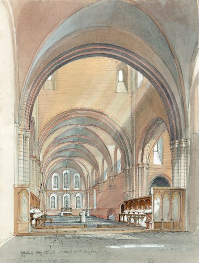 Sbor a presbytář opatství Lilleshall, c13. století, c1990-2010 od Terry Ball