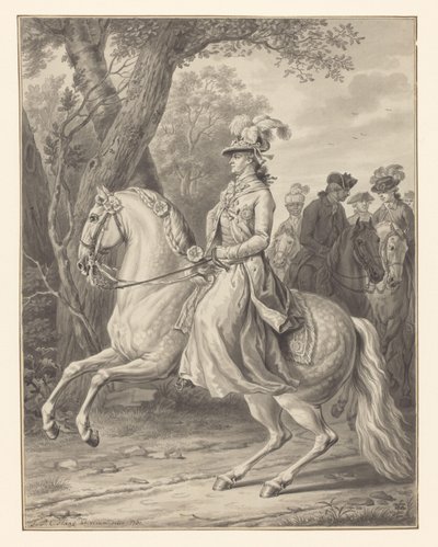 Wilhelmina Pruská, princezna Orange-Nassau, na koni od Tethart Philip Christian Haag (signed by artist)