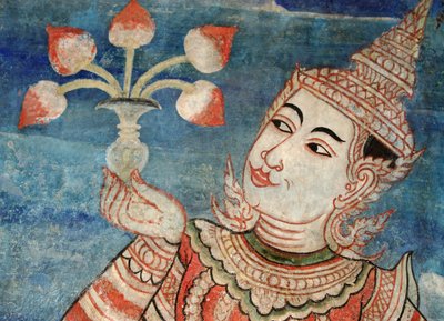 Detail nástěnné malby v lajkamu Viharn v chrámu Wat Phra Singh od Thai School