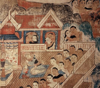 Detail nástěnné malby od Thai School