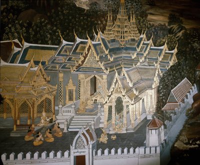 Epizody Buddhova života (freska od Thai School