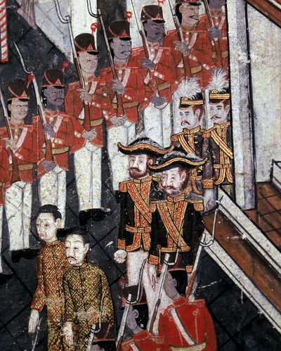 Příjezd zahraničních velvyslanců do Bangkoku (nástěnná malba) od Thai School